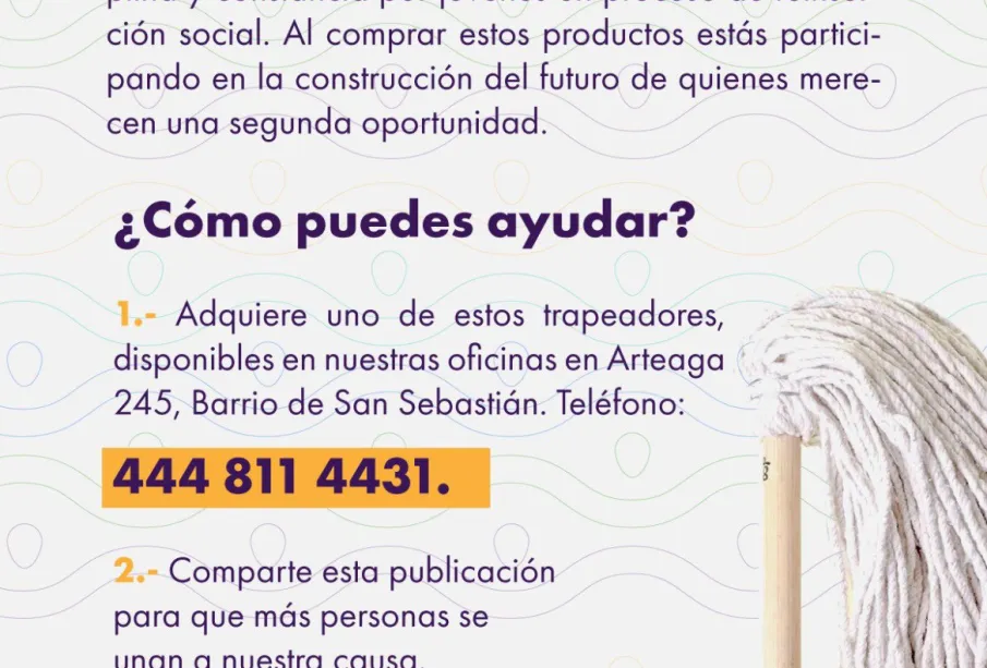 Fundación Perteneces invita a apoyar a personas en su proceso de reinserción comprando trapeadores